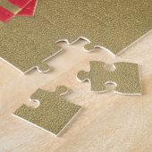 ヴィンテージクリスマスキュートサンタクロース格言オン金ゴールド ジグソーパズル (側面)