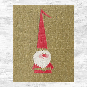 ヴィンテージクリスマスキュートサンタクロース格言オン金ゴールド ジグソーパズル