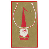 ヴィンテージクリスマスキュートサンタクロース格言オン金ゴールド スモールペーパーバッグ (裏面)