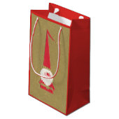 ヴィンテージクリスマスキュートサンタクロース格言オン金ゴールド スモールペーパーバッグ (裏面アングル)