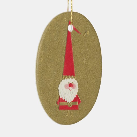 ヴィンテージクリスマスキュートサンタクロース格言オン金ゴールド セラミックオーナメント (右)