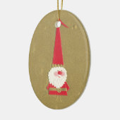 ヴィンテージクリスマスキュートサンタクロース格言オン金ゴールド セラミックオーナメント (左)