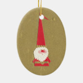 ヴィンテージクリスマスキュートサンタクロース格言オン金ゴールド セラミックオーナメント (裏面)