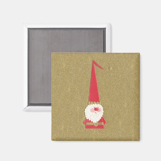 ヴィンテージクリスマスキュートサンタクロース格言オン金ゴールド マグネット (正面/裏面)