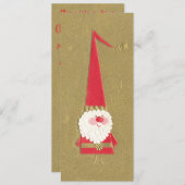 ヴィンテージクリスマスキュートサンタクロース格言オン金ゴールド 招待状 (正面/裏面)