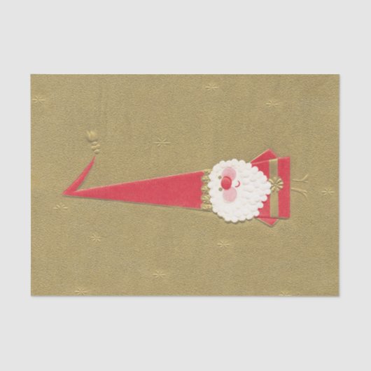 ヴィンテージクリスマスキュートサンタクロース格言オン金ゴールド 薄葉紙 (正面)