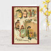 ヴィンテージクリスマスキュートレトロキッズパーソナライズされた カード (黄色い花)