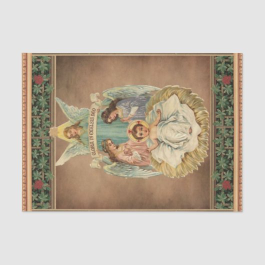 ヴィンテージクリスマスキリストと天使の誕生 薄葉紙 (正面)