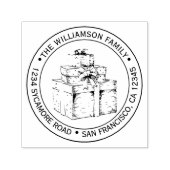 ヴィンテージクリスマスギフトイメージラウンド差出人住所 セルフインキングスタンプ (デザイン)