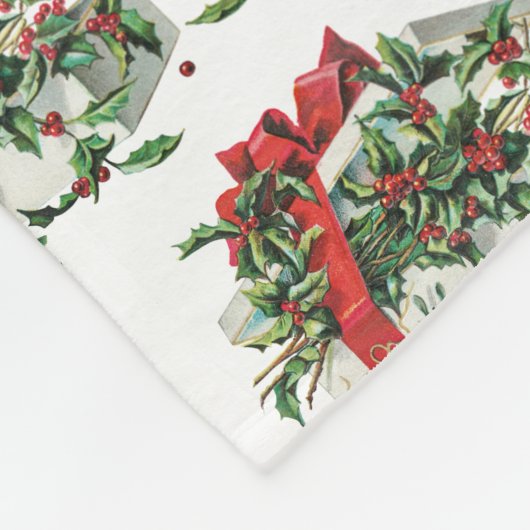 ヴィンテージクリスマスギフトホリデモノグラムのー フリースブランケット (角)