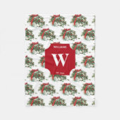 ヴィンテージクリスマスギフトホリデモノグラムのー フリースブランケット (正面)