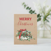 ヴィンテージクリスマスギフトホリデーホリーベリークラフト シーズンポストカード (スタンド正面)