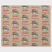 ヴィンテージクリスマスギフトホリデーホリーベリークラフト ラッピングペーパー (フラット)