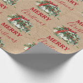 ヴィンテージクリスマスギフトホリデーホリーベリークラフト ラッピングペーパー (角)