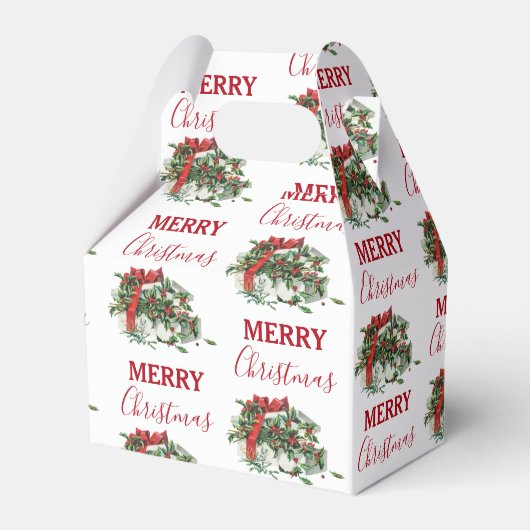 ヴィンテージクリスマスギフトホリデーホリーベリー フェイバーボックス (正面サイド)