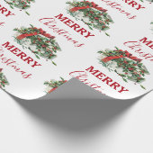 ヴィンテージクリスマスギフトホリデーホリーベリー ラッピングペーパー (角)
