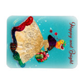 ヴィンテージクリスマスギフトボックス金ゴールドグリッター女 マグネット (横)