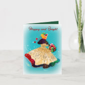 ヴィンテージクリスマスギフトボックス金ゴールドグリッター女 招待状 (正面)