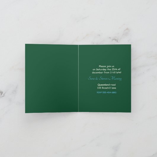 ヴィンテージクリスマスギフトボックス金ゴールドグリッター女 招待状 (内部)