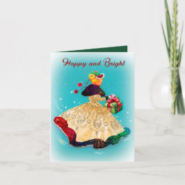 ヴィンテージクリスマスギフトボックス金ゴールドグリッター女 招待状