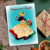 ヴィンテージクリスマスギフトボックス金ゴールドグリッター女 招待状