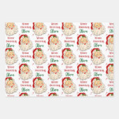 ヴィンテージクリスマスギフトラッピング紙名前をカスタムする ラッピングペーパーシート (正面2)