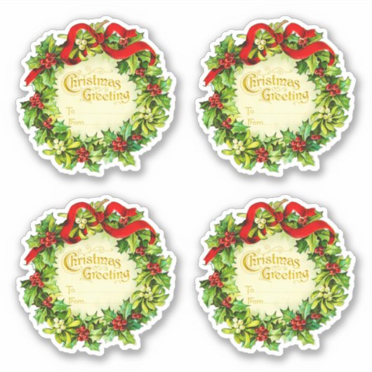 ヴィンテージクリスマスギフトラベル4私からあなたへのラベル シール (正面)