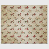 ヴィンテージクリスマスギフト赤ロッキングホース金ゴールド ラッピングペーパー (フラット)