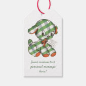 ヴィンテージクリスマスギンガムパピードッグぬいぐるみ動物 ギフトタグ (正面)