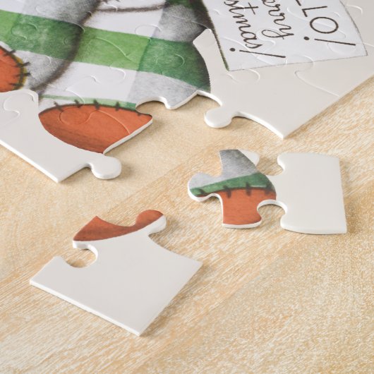 ヴィンテージクリスマスギンガムパピードッグぬいぐるみ動物 ジグソーパズル (側面)