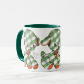 ヴィンテージクリスマスギンガムパピードッグぬいぐるみ動物 マグカップ (正面左)