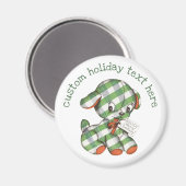 ヴィンテージクリスマスギンガムパピードッグぬいぐるみ動物 マグネット (正面/裏面)