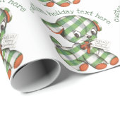 ヴィンテージクリスマスギンガムパピードッグぬいぐるみ動物 ラッピングペーパー (ロールコーナー)