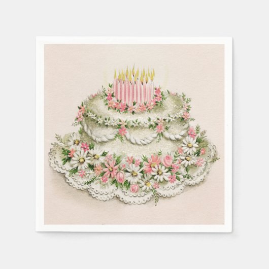 ヴィンテージクリスマスクイーンオブケーキナプキンス スタンダードカクテルナプキン (正面)