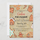 ヴィンテージクリスマスクッキー交換クリスマスパーティー 招待状 (正面)