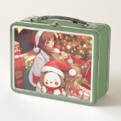 ヴィンテージクリスマスクッキー錫、クリスマス弁当箱 メタルランチボックス (正面)