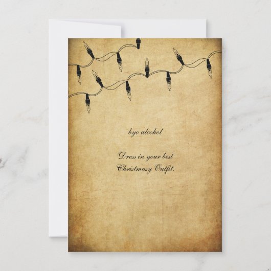 ヴィンテージクリスマスクリスマスツリーフェアリーライトパーティー 招待状 (裏面)