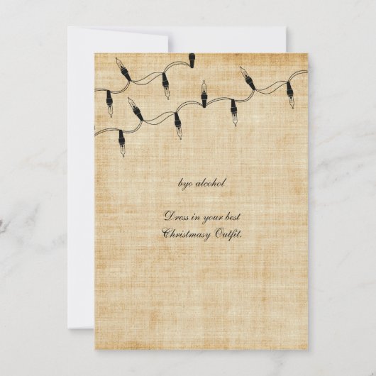 ヴィンテージクリスマスクリスマスツリーフェアリーライトパーティー 招待状 (裏面)