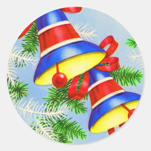 ヴィンテージクリスマスクリスマスベル ラウンドシール (正面)
