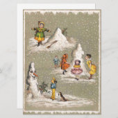 ヴィンテージクリスマスクリーミー雪だるま シーズンカード (正面/裏面)