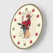 ヴィンテージクリスマスクロック – サンタと人形 ラージ壁時計 (傾斜)