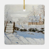 ヴィンテージクリスマスクロード・モネのマグピー セラミックオーナメント (裏面)