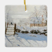 ヴィンテージクリスマスクロード・モネのマグピー セラミックオーナメント (正面)