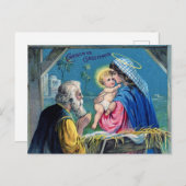 ヴィンテージクリスマスグリースクリスチャン出生 ポストカード (正面/裏面)