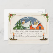 ヴィンテージクリスマスグリーツホリデーカード シーズンポストカード (正面/裏面)