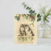 ヴィンテージクリスマスグリーティングキティ猫 シーズンポストカード (スタンド正面)