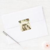 ヴィンテージクリスマスグリーティングキティ猫 スクエアシール (封筒)