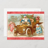 ヴィンテージクリスマスグリーティングサンタ&エンジェル ポストカード (正面/裏面)