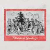 ヴィンテージクリスマスグリーティングズルイワインキャット ポストカード (正面)