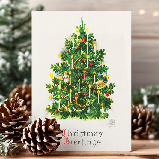 ヴィンテージクリスマスグリーティングツリーホリデーポストカード シーズンポストカード